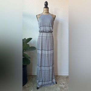 NWT Lush Taupe Black Pattern Long Halter Maxi Summer Dress Size M